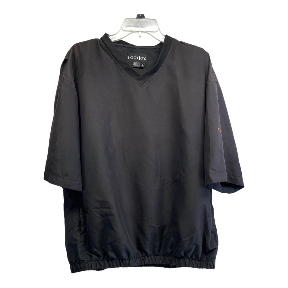 Footjoy golf windbreaker L short sleeve black logo v-neck relaxed fit